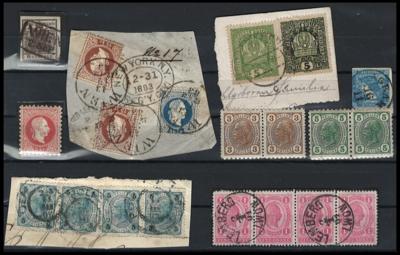 .gestempelt/*/Briefstück - Österr. - Partie Dubl. Monarchie, - Stamps and postcards