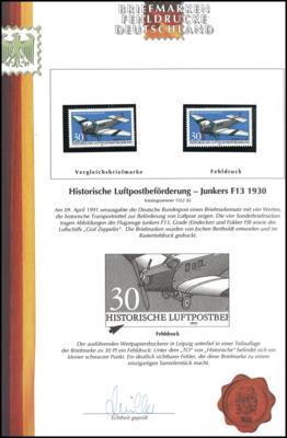 **/gestempelt - Kl. Sammlung "Fehldrucke BRD" sowie div. moderne Blockausg., - Briefmarken und Ansichtskarten