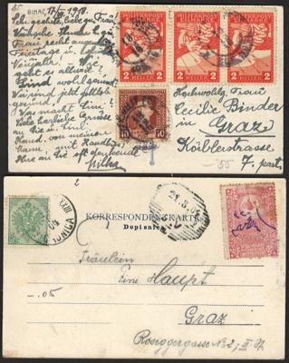 Poststück/Briefstück - Partie Poststücke Bosnien u.a. Wertbrief- und Rekopost, - Briefmarken und Ansichtskarten