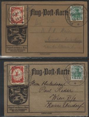Poststück - D.Reich Nr. IV (Gelber Hund) auf Flug - Post - Karte nach Mainz, - Stamps and postcards