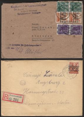 Poststück - Frühe Nachkriegsdeutschland Band-Netz Westbelege, - Stamps and postcards