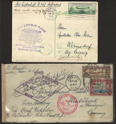 Poststück - Kl. Partie Poststücke USA und BRD mit Zeppelinpost, - Briefmarken und Ansichtskarten