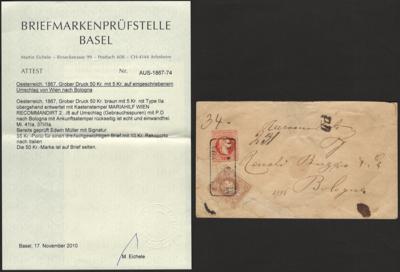 Poststück - Österr. Nr. 41 Ia + 37 Ia. Einschreibebrief nach Bologna aus Wien-Mariahilf, - Stamps and postcards