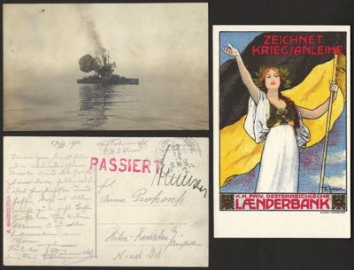 Poststück - Partie Österr. Feldpost WK I mit Militaria - und Kaiserhaus - AK, - Známky a pohlednice