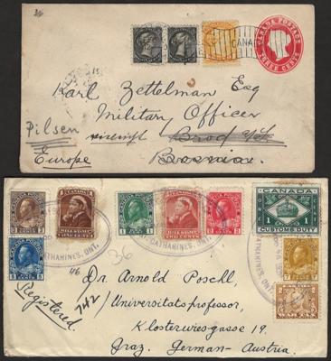 Poststück - Partie Poststücke Canada u.a. mit Reko- und Auslandspost, - Briefmarken und Ansichtskarten