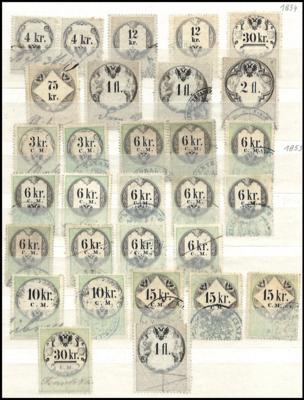 .gestempelt - Sammlung bzw. Partie Österr. Stempelm. 1854-1888 u. div. Gerichtskostenm. etc. 1875-1976 etc., - Briefmarken und Ansichtskarten