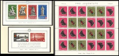 **/* - Saubere Sammlung Schweiz ca. 1938/1963 mit Dienst und etwas Portom., - Briefmarken und Ansichtskarten