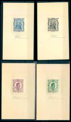 4 private Entwürfe Mozart ca. 1956, - Briefmarken und Ansichtskarten