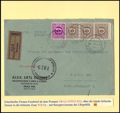 Poststück - 3 rare EinschreibezettelUmwidmungen aus GRAZ-GÖSTLING, - Briefmarken und Ansichtskarten