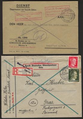 Poststück/Briefstück - Partie Poststücke D.Reich mit viel Rekopost der Deutschen Dienstpost Adria, - Briefmarken und Ansichtskarten