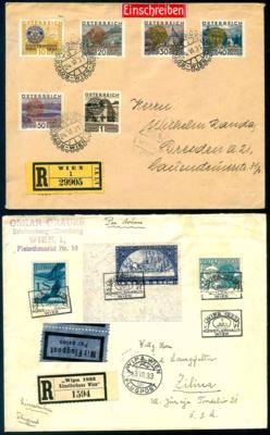 Poststück/Briefstück - Partie Poststücke Österr. I. Rep. u.a. mit Rotarier auf Reko - Satzbrief nach Dresden, - Stamps and postcards