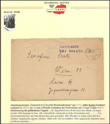 Poststück - Österr. 1945 - 4 interessante - Briefmarken und Ansichtskarten