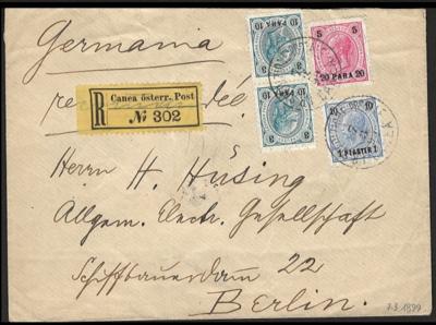 Poststück - Österr. Levante - Rekobriefe von CANEA nach Berlin aus 1899, - Stamps and postcards
