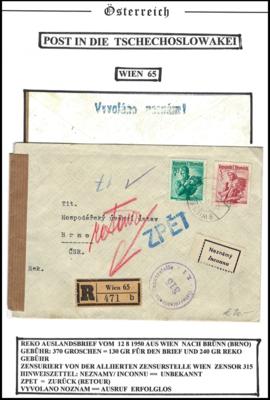 Poststück - Österr. - Partie Poststücke II. Rep. in die CSSR, - Briefmarken und Ansichtskarten