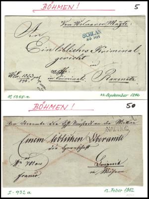 Poststück - Österr.- Vorphilatelie meist Böhm. u. Mähren, - Briefmarken und Ansichtskarten