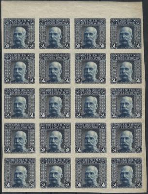 **/* - Bosnien Nr. 44 (5 K stahlblau) im ungezähnten Rand-Zwanzigerblock postfr. od. *, - Briefmarken und Ansichtskarten