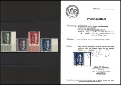 **- Österr. Nr. 693 II/696 II mit Plattenfehler "gebrochenes h", - Stamps and postcards