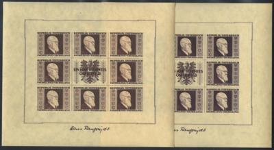 ** - Österr. RENNERBLOCK mit div. Unebenh., - Briefmarken und Ansichtskarten