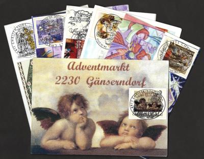 Christkindl Motivbelege mit passenden - Briefmarken und Ansichtskarten