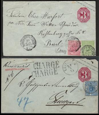 Poststück - altd. Staaten - Württemberg - Ganzsachenumschlag zu 1 kr. (U21) von Unterboihingen nach Nürtingen, - Stamps and postcards