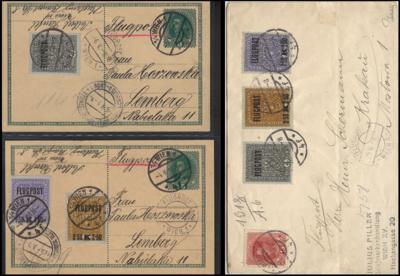 Poststück - Österr. - Kl. Partie Flugpost 1918, - Briefmarken und Ansichtskarten