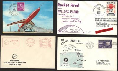 Poststück - Partie Motivbelege zum Thema Weltraum aus USA ab ca. 1959, - Stamps and postcards