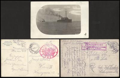 Poststück - Partie Österr. Marine - Feldpost-WK I, - Briefmarken und Ansichtskarten