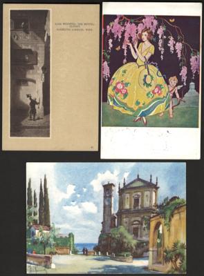 Poststück - Reichh. Partie Kunstkarten - Francobolli e cartoline