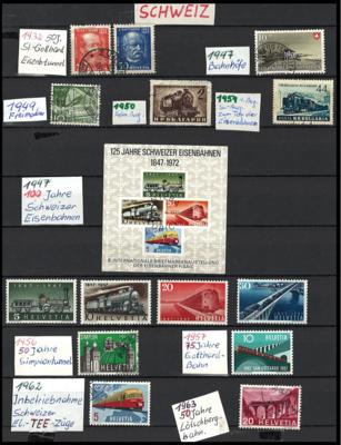 **/gestempelt - Partie Eisenbahn - Motivmarken aus Europa und Übersee, - Známky a pohlednice