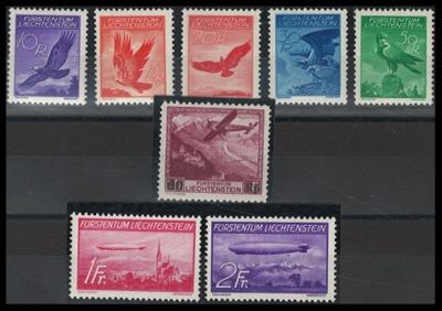 ** - Liechtenstein Flug  Nr. 143 z/47 z (geriff. Pap.),148/150, - Stamps and postcards