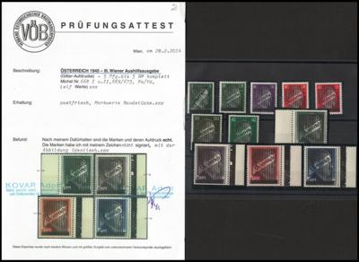 ** - Österr. 1945 - Gitter Ausg. kpl. 5 Pfg. bis 5 RM (Mi. Nr. 668 I u. II. 669/673, - Francobolli e cartoline