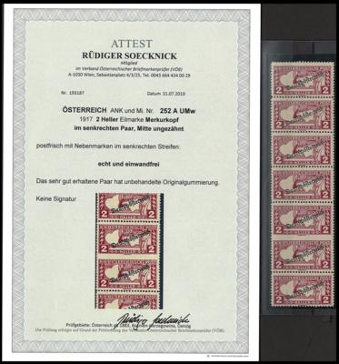 ** - Österr. Nr. 252AUMw (2 Heller Eilmarke Merkurkopf 1917 im senkrechten Paar, - Briefmarken und Ansichtskarten