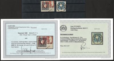 Briefstück - Österr. Nr. 11 Ic mit Wiener Rotstpl. u. Nr. 15 II Stpl. Lemberg, - Briefmarken und Ansichtskarten