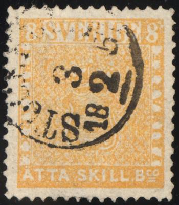 gestempelt - Schweden Nr. 4b (8 Skill. gelb) farbfrisch, - Briefmarken und Ansichtskarten