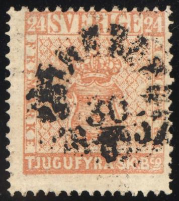 gestempelt - Schweden Nr. 5a (24 Skill. ziegelrot) dez., - Briefmarken und Ansichtskarten