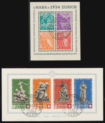 gestempelt - Schweiz Block Nr. 1/21 kpl. tls. mit Ersttagsstpln., - Stamps and postcards