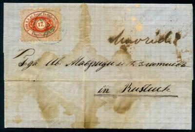 Poststück - DDSG Nr. 1 auf fleckigem Faltbrief von GALATZ nach Rustschuk aus 1867, - Francobolli e cartoline
