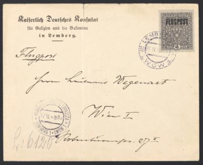 Poststück - Flieger - Kurierlinie Lemberg - Wien, - Známky a pohlednice