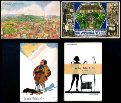 Poststück - Kl. Partie meist Motivkarten u.a. etwas Prägeund Scherenschnittkarten, - Stamps and postcards