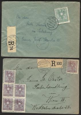 Poststück - Kl. Partie Poststücke Österr. 1945 u.a. mit Rekopost aus Neunkirchen, - Briefmarken und Ansichtskarten