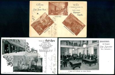 Poststück - Kl. Partie zentrale Wiener Cafes, - Stamps and postcards
