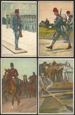 Poststück - Künstler Ludwig Koch - 9 ungelaufene Militaria AK sign.1909, - Francobolli e cartoline