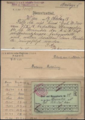 Poststück - Österr. Feldpost WK I Interess. Partie Luftwaffe mit Bezug Wien incl. Dokumaterial, - Stamps and postcards