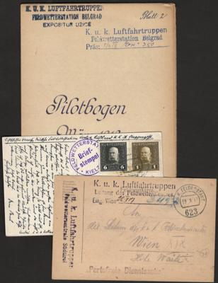 Poststück - Österr. Feldpost WK I - Interess. Partie Österr. Luftwaffe - FELDWETTERSTATIONEN incl. Dokumaterial, - Briefmarken und Ansichtskarten