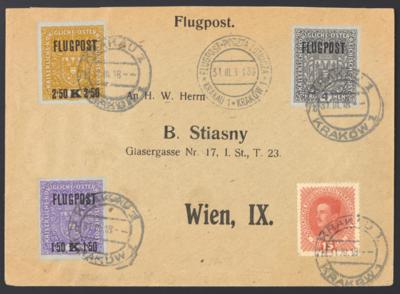 Poststück - Österr. Flieger - Kurierlinie Krakau - Wien (Flugrichtung Kiew - Wien): ERSTFLUGVERSUCH - Francobolli e cartoline