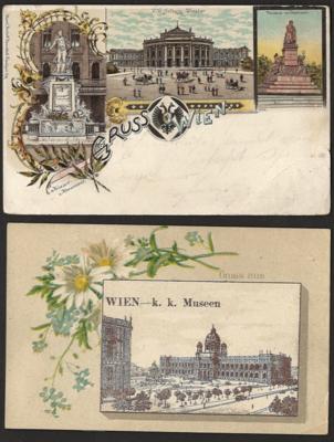 Poststück - Partie ältere Ansichtskarten Wien, - Briefmarken und Ansichtskarten