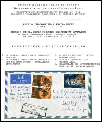 Poststück - Umfangreiche Spezialsammlung Österr. UNO-Einsatz in Zypern 1964 incl. zypriotische und türkische Landespost, - Stamps and postcards
