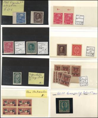 */**/gestempelt/Briefstück - Spezialpartie Österr. 1908/1958 - mit div. Abarten u. Plattenfehler, - Stamps and postcards