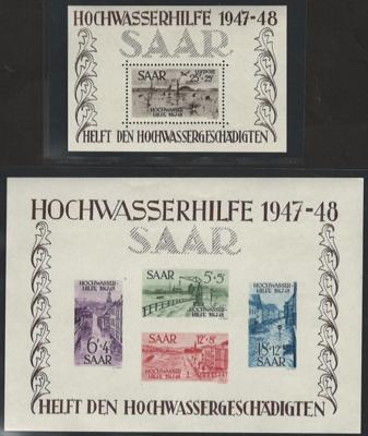 ** - Saarland Block Nr. 1/2 (Hochwasserhilfe 1947), - Stamps and postcards