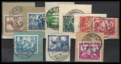 Briefstück - D.Reich Nr. 499/507 (Wagner - Serie) auf 9 Briefstück, - Briefmarken und Ansichtskarten